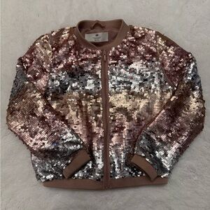 H&M Sequin Bomber Jacket in Rose Gold and Silver